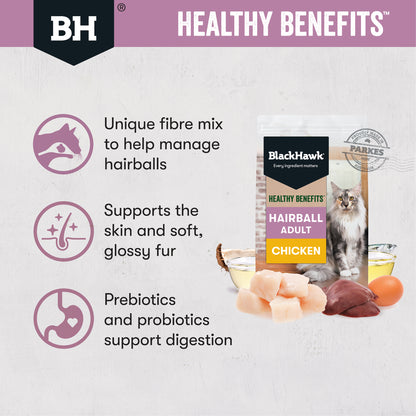 Black Hawk Healthy Benefits Chicken Hairball Adult Dry Cat Food 8KG