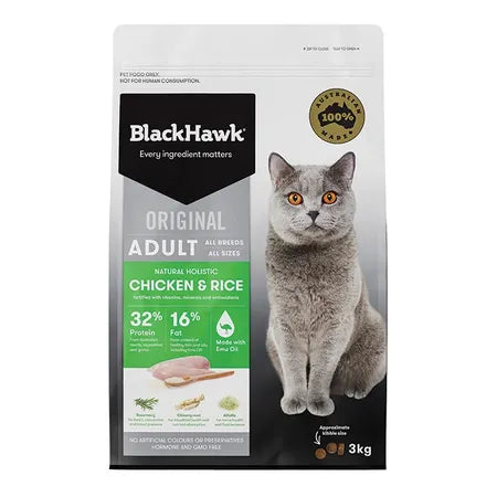 BLACK HAWK Chicken & Rice Dry Cat Food 3KG