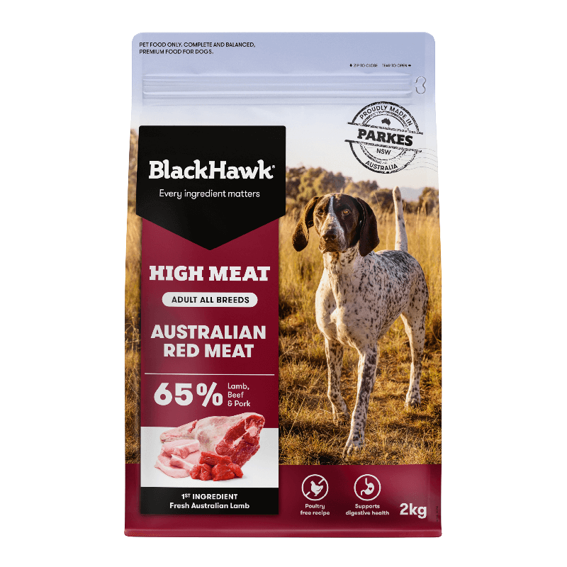 BLACK HAWK High Meat Australian Red Meat Dry Dog Food 2kg front packaging