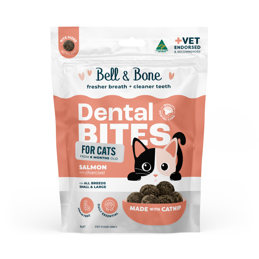 Bell & Bone Dental Bites Salmon With Charcoal Cat Treats 80G