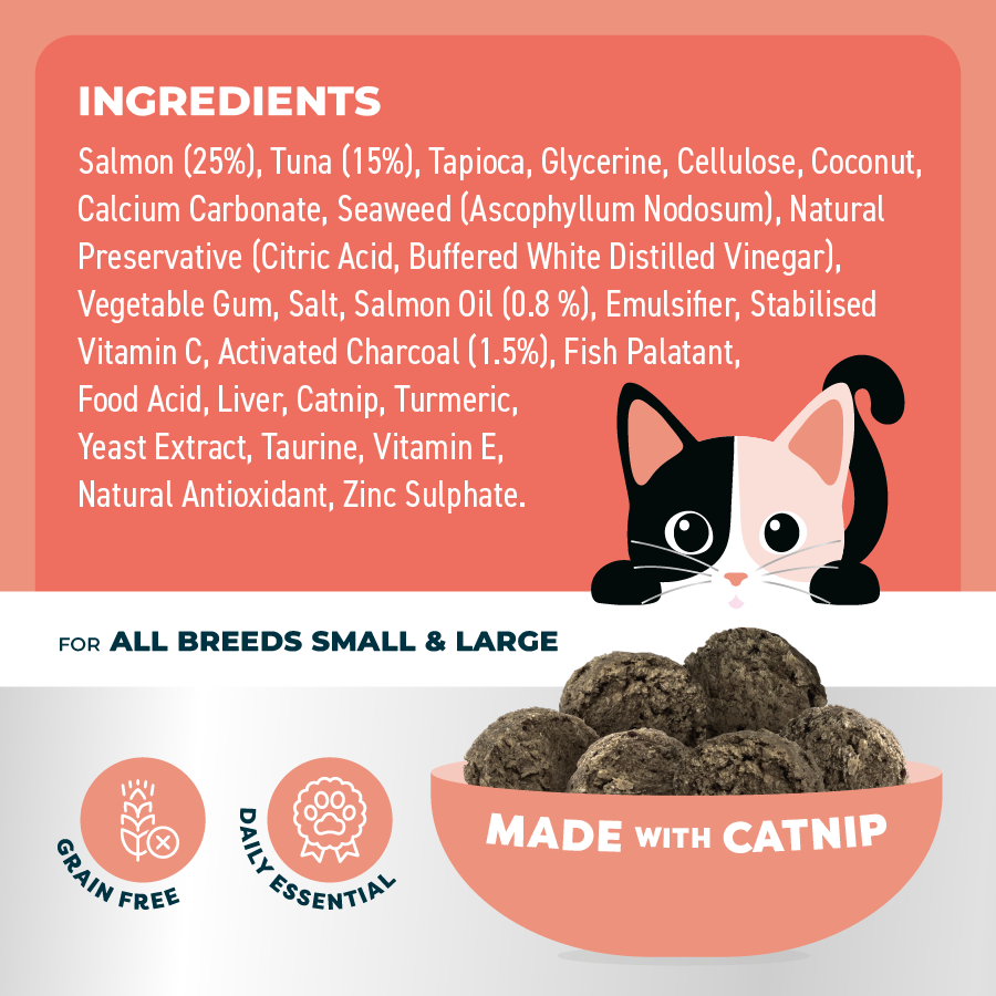 Bell & Bone Dental Bites Salmon With Charcoal Cat Treats 80G