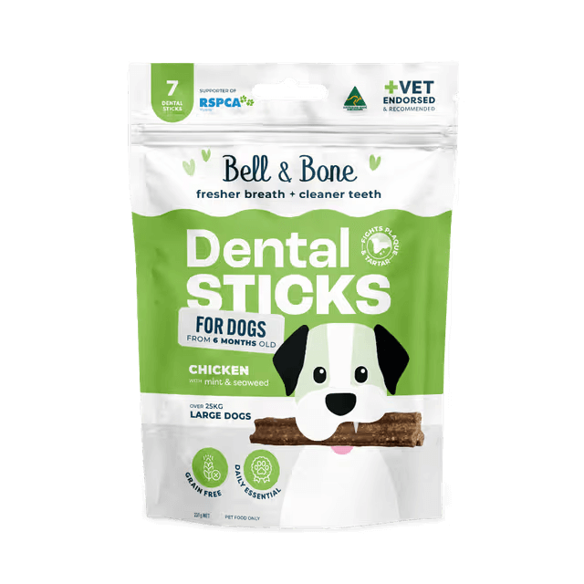 Bell & Bone Dental Stick Chicken, Mint, Seaweed Dog Treat 7 Pack for large dogs