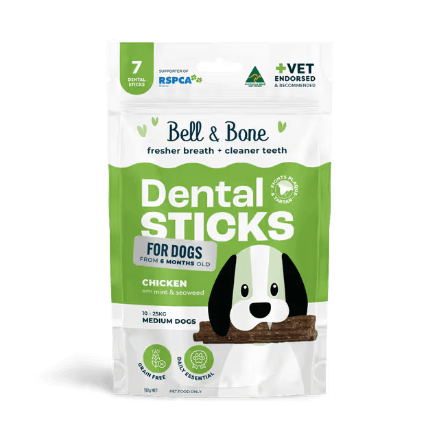Bell & Bone Dental Stick Chicken, Mint, Seaweed Dog Treat 7 Pack for medium dogs