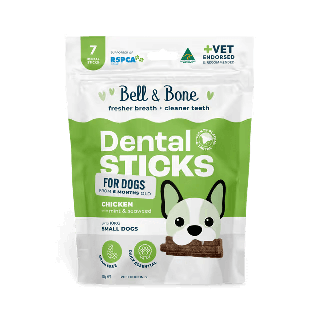 Bell & Bone Dental Stick Chicken, Mint, Seaweed Dog Treat 7 Pack for small dogs