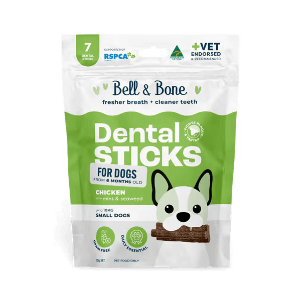 Bell & Bone Dental Stick Chicken, Mint, Seaweed Dog Treat 7 Pack for small dogs
