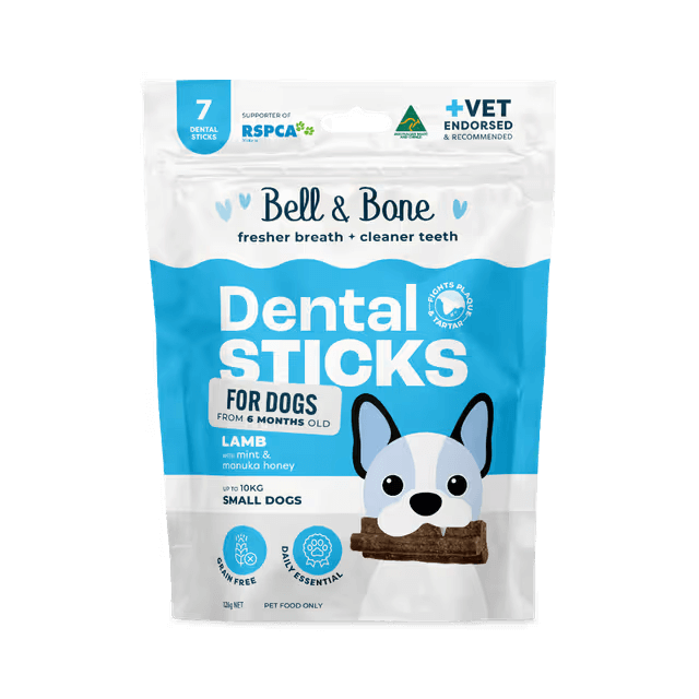 Bell & Bone Dental Stick Lamb, Mint, Manuka Honey Dog Treat 7 Pack for small dogs