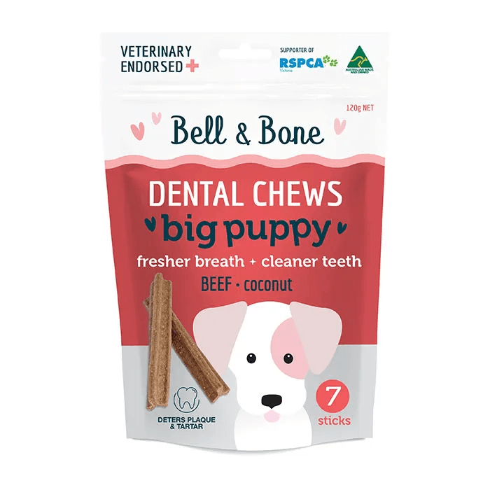 Bell & Bone Beef Dental Chew Puppy Treat big 7 Pack