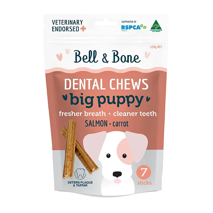 Bell & Bone Salmon Dental Chew Puppy Treat big 7 Pack