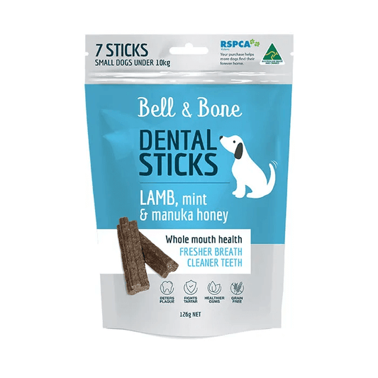 Bell & Bone Dental Stick Lamb, Mint, Manuka Honey Dog Treat small 7 Pack