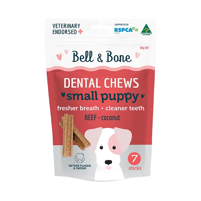 Bell & Bone Beef Dental Chew Puppy Treat Small 7 Pack package front