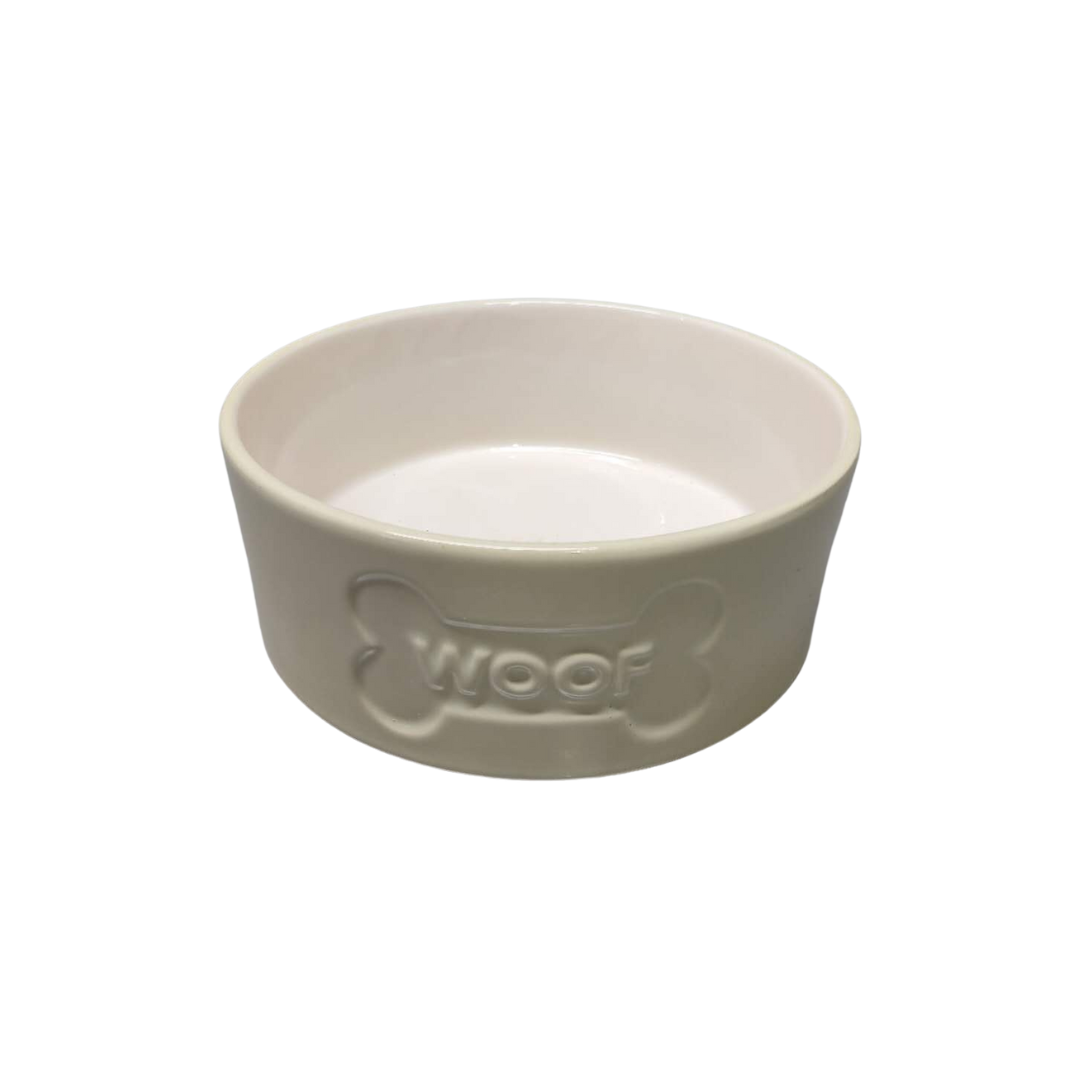 Beloved Pet Ceramic Dog Bowl Large 2000ML cream white color