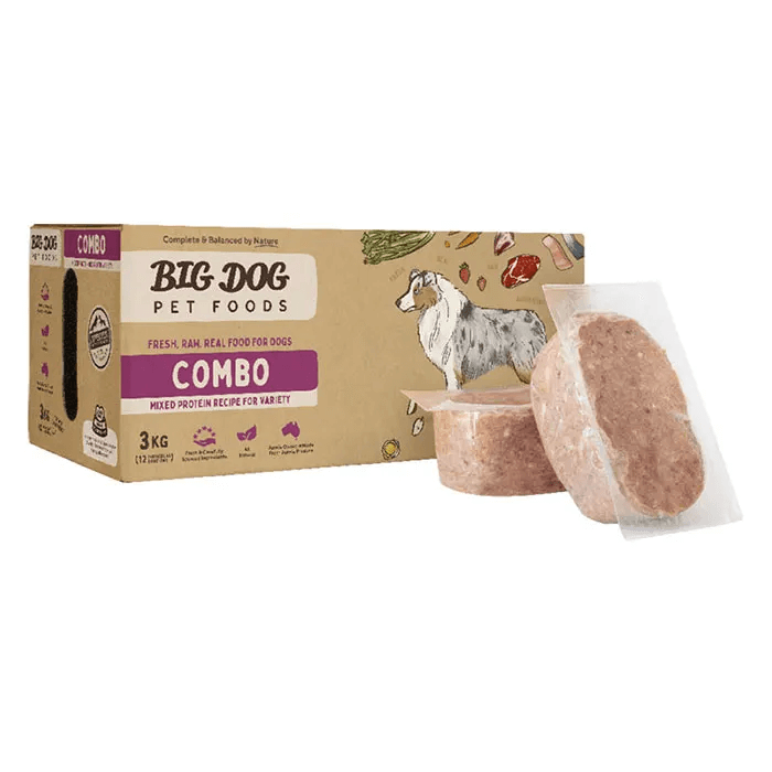 big dog combo raw dog food 3kg meat patty display