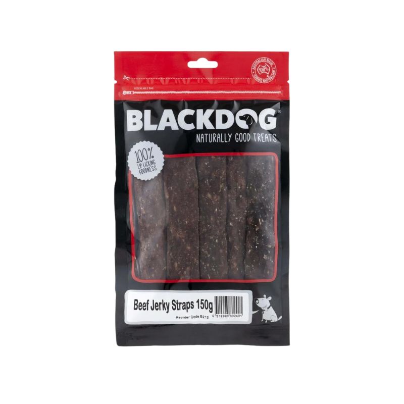 BLACKDOG Dog Treats Beef Jerky Straps  150g
