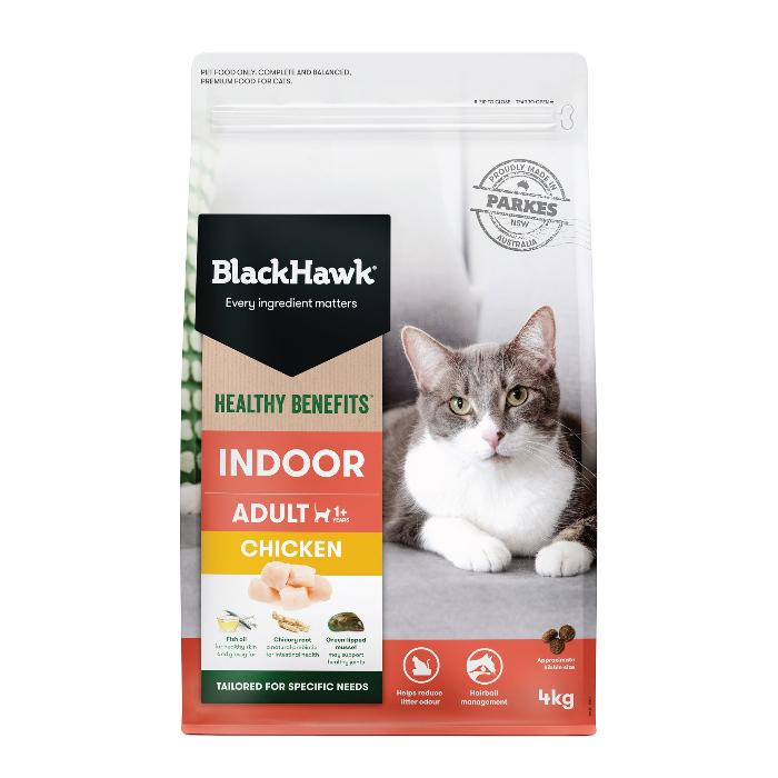 black hawk chicken indoor adult dry cat food 4kg