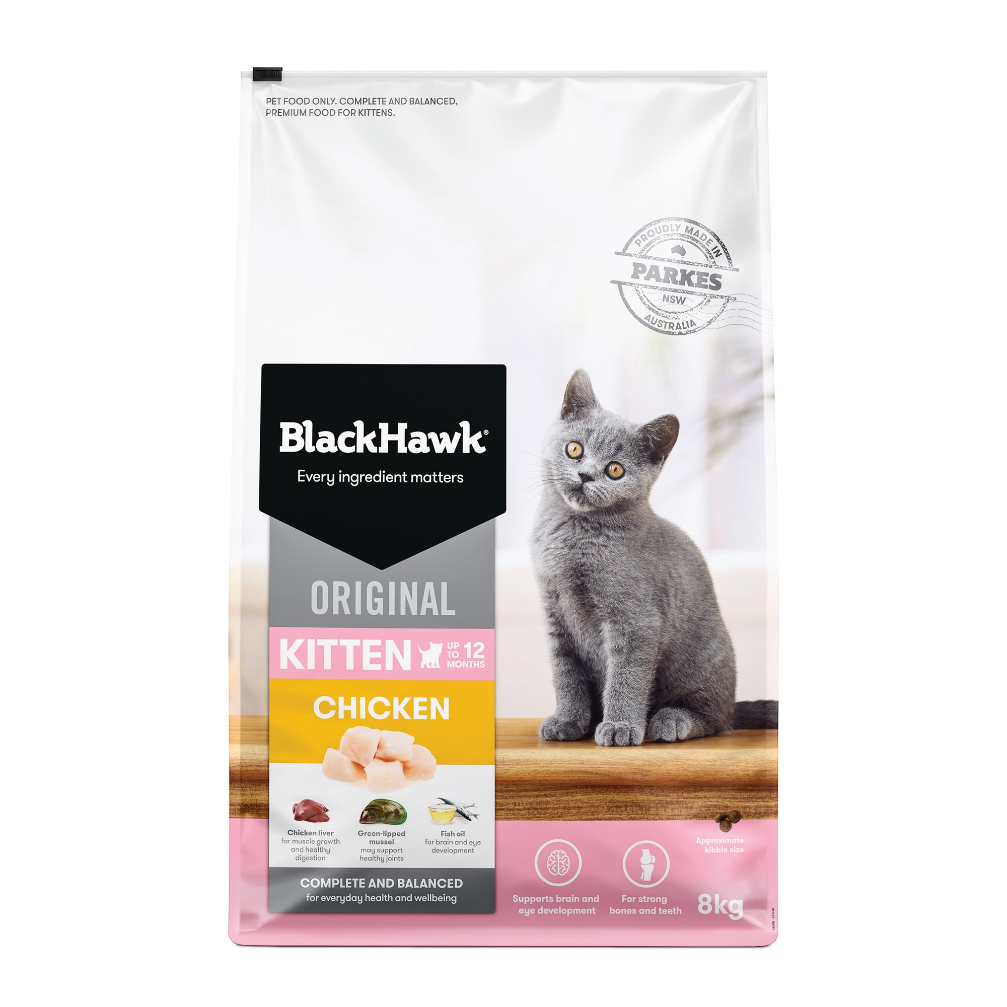 Black Hawk Chicken Kitten Dry Cat Food 8KG