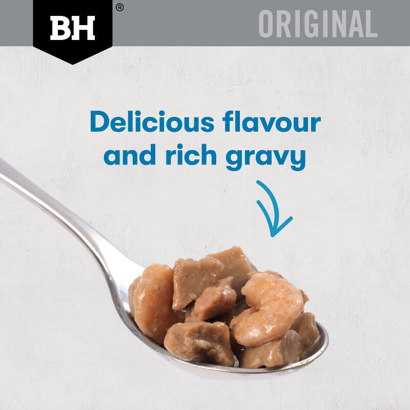 Black Hawk Chicken and Seafood Gravy Adult Wet Cat Food display