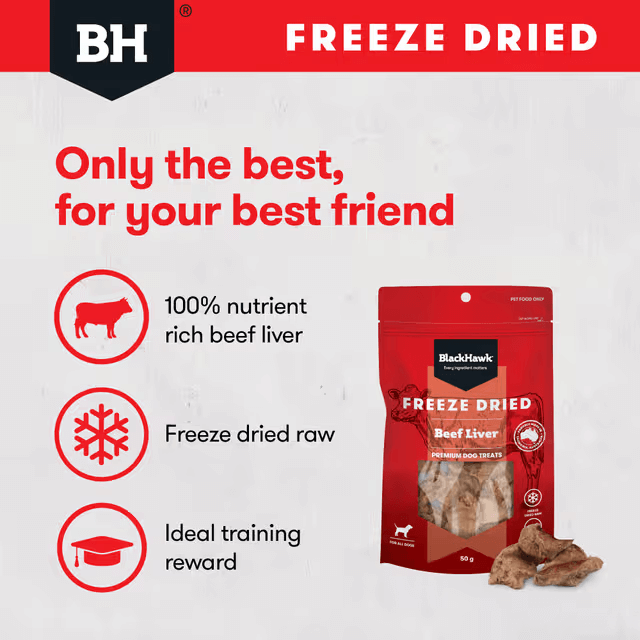 Black Hawk Freeze Dried Beef Liver Dog Treats 50G features