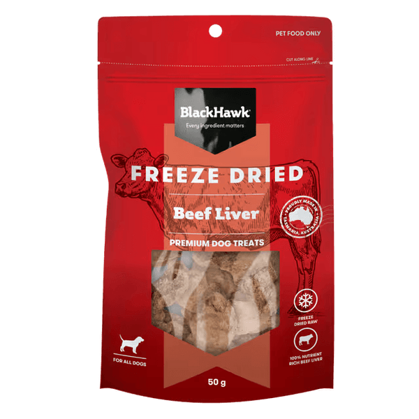 Black Hawk Freeze Dried Beef Liver Dog Treats 50G front