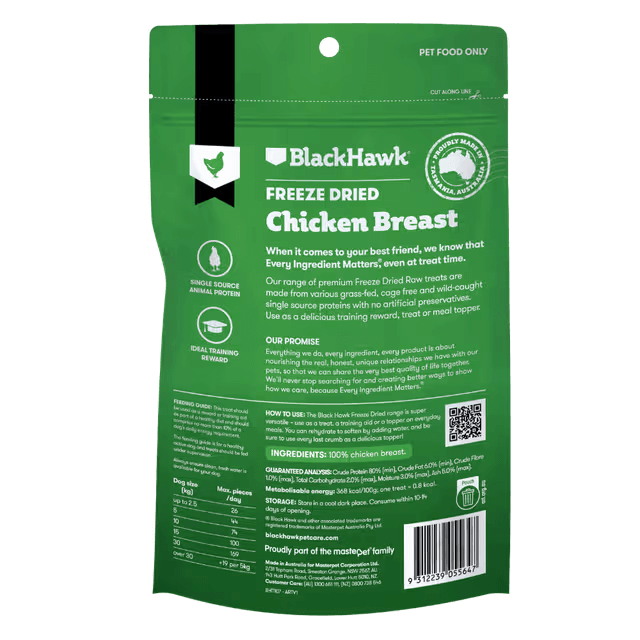 Black Hawk Freeze Dried Chicken Breast Dog Treats 40G back