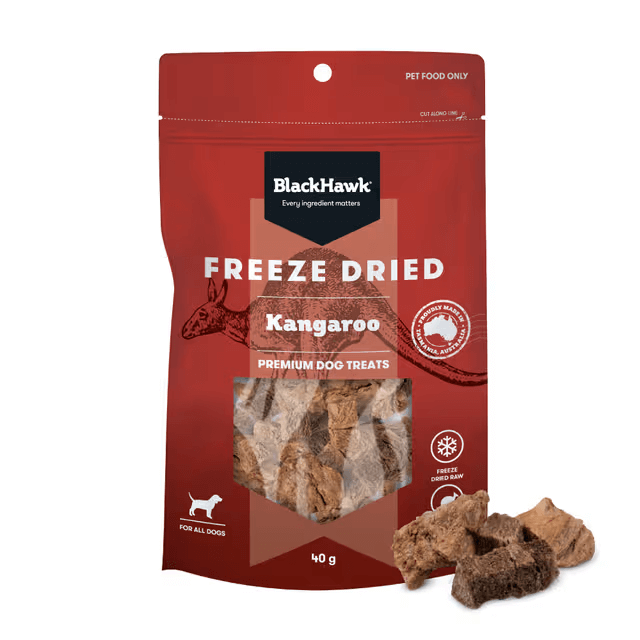 Black Hawk Freeze Dried Kangaroo Dog Treats 40G display