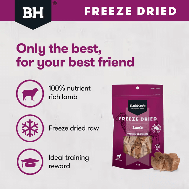 Black Hawk Freeze Dried Lamb Dog Treats 50G features