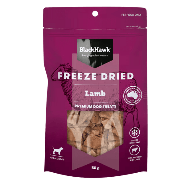 Black Hawk Freeze Dried Lamb Dog Treats 50G front