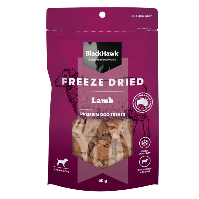 Black Hawk Freeze Dried Lamb Dog Treats 50G front