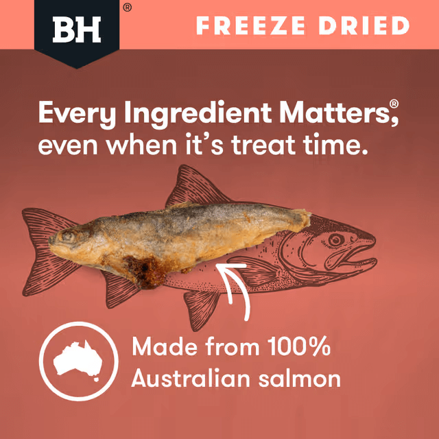 Black Hawk Freeze Dried Whole Salmon Dog Treats made from australian salmon