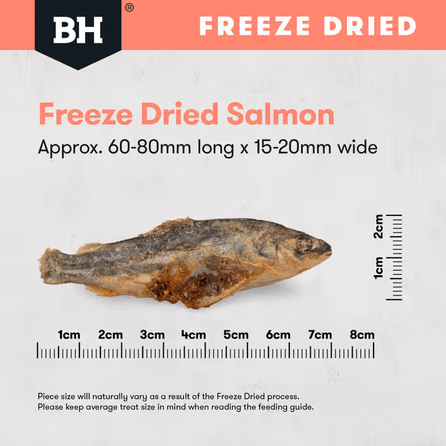 Black Hawk Freeze Dried Whole Salmon Dog Treats size guide