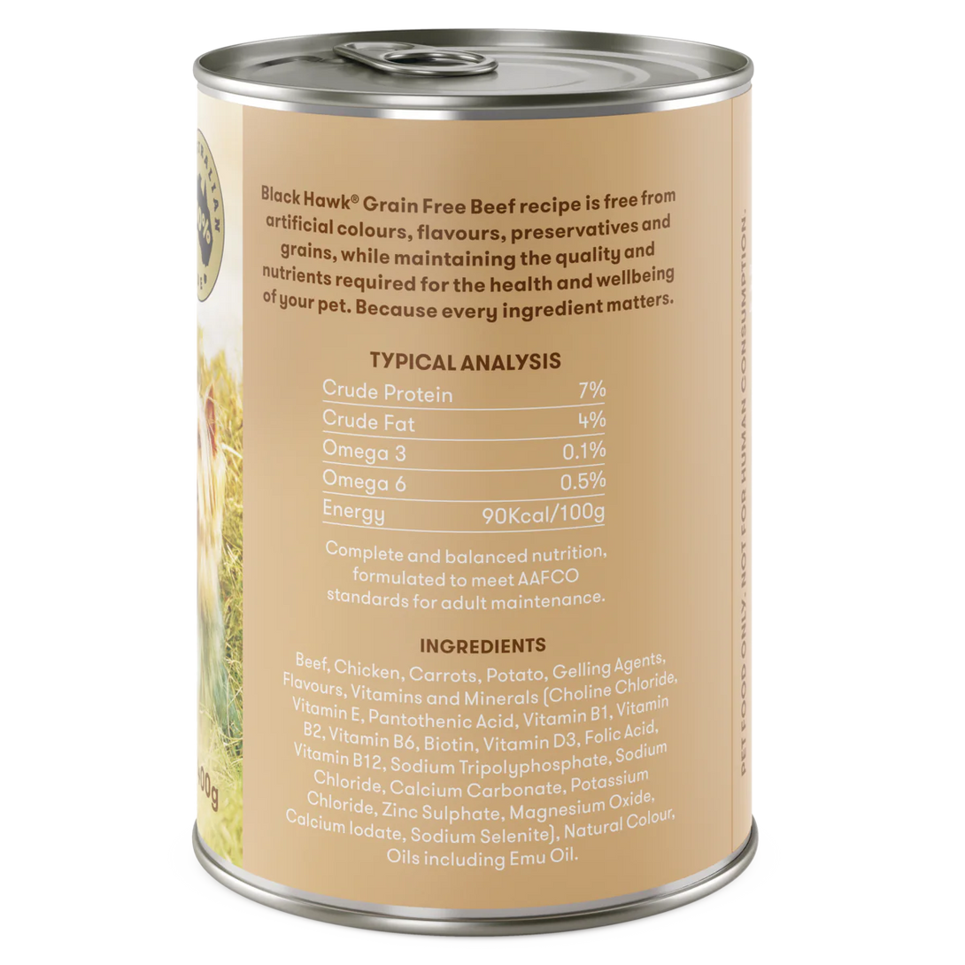 Black Hawk Grain Free Adult Wet Dog Food Beef back
