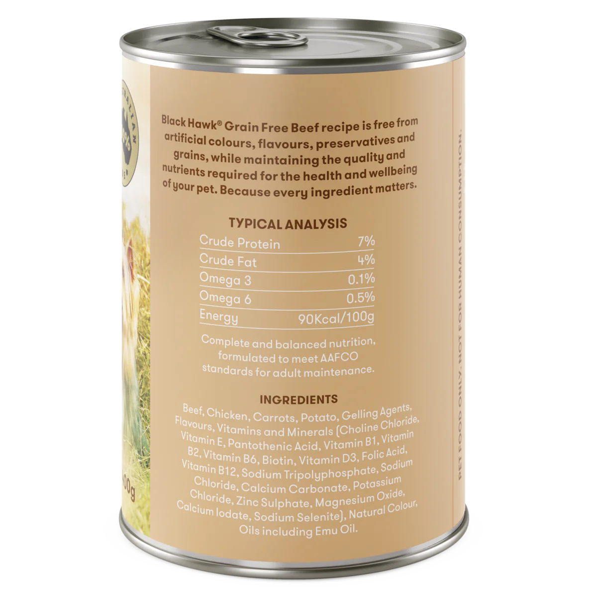 Black Hawk Grain Free Adult Wet Dog Food Beef back