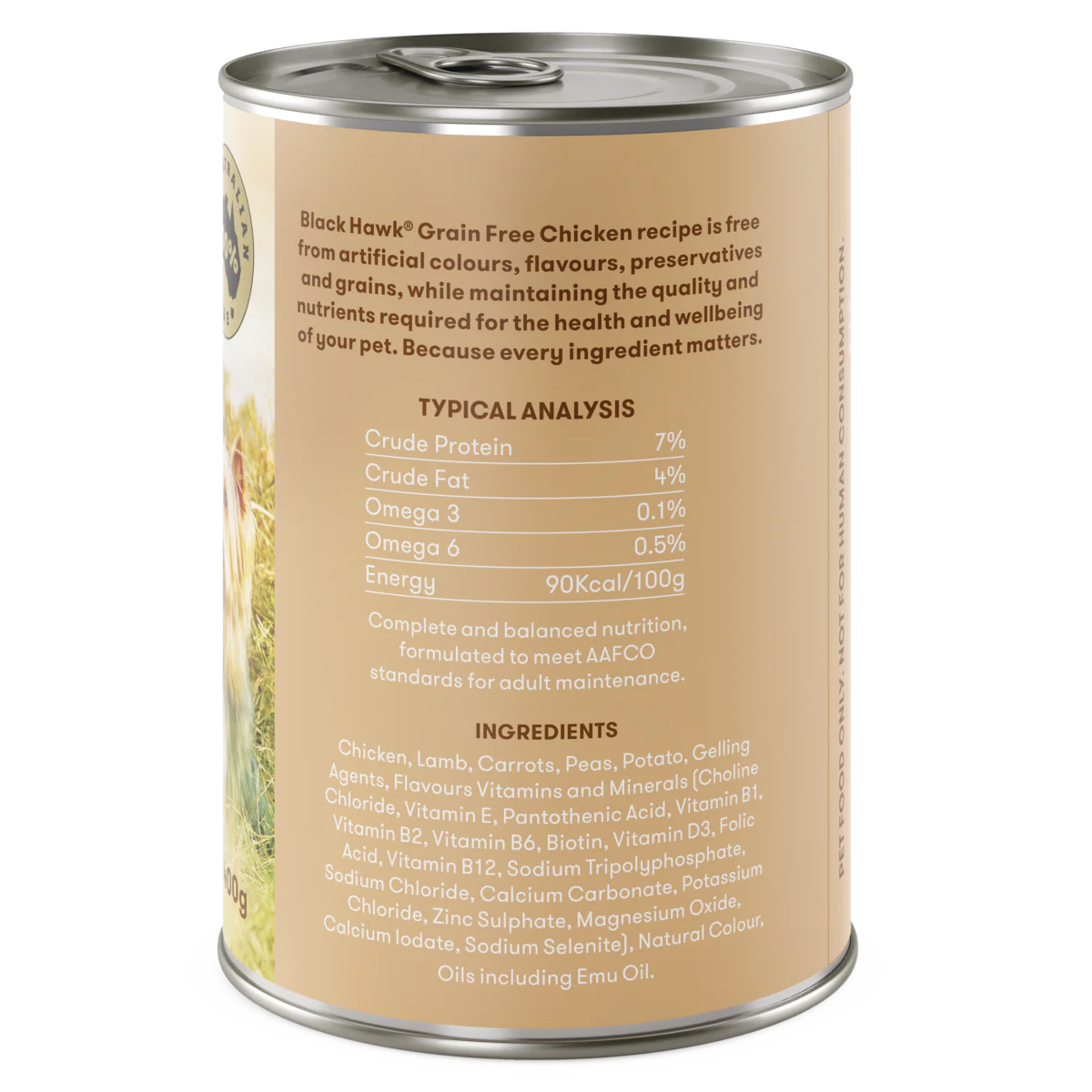 Black Hawk Grain Free Adult Wet Dog Food Chicken 400g back