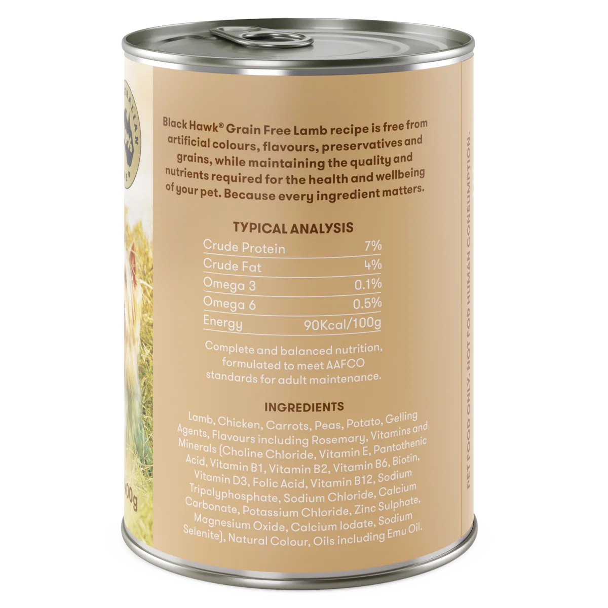 Black Hawk Grain Free Adult Wet Dog Food Lamb 400g back