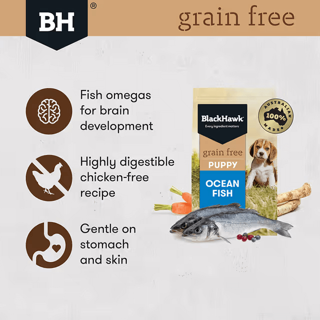 Black Hawk Grain Free Dry Dog Food Puppy Wild Caught Ocean Fish