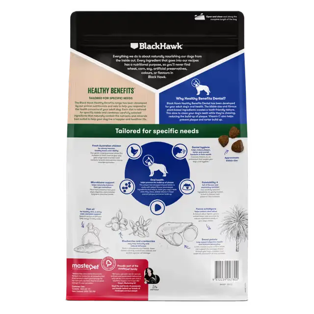 black hawk healthy benefits dental dry dog food 2kg back