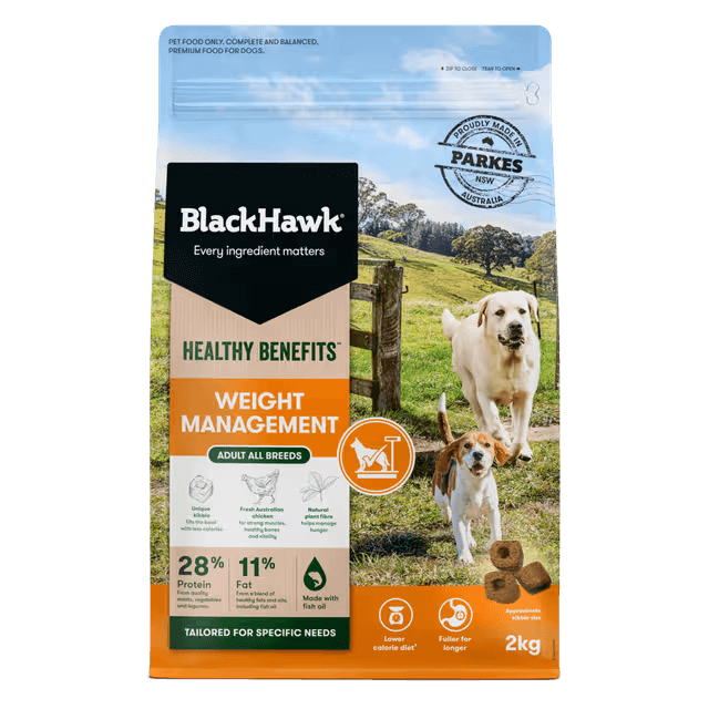 black hawk healthy benefits weight management dry dog food front