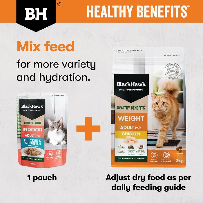 Black Hawk Healthy Benefits Chicken Weight Adult Dry Cat Food 4KG mix feed with dry cat food for more benefits