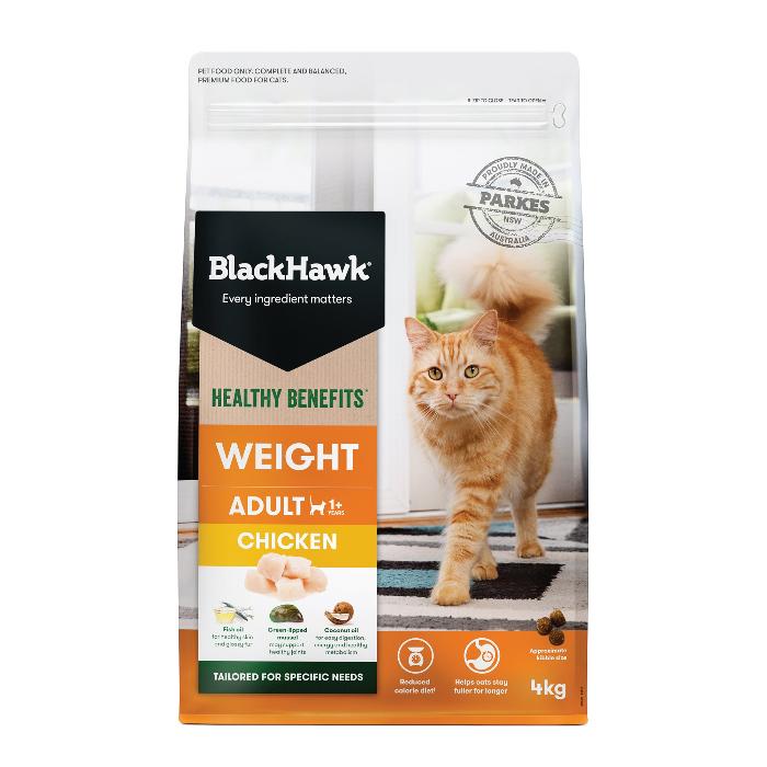 Black Hawk Healthy Benefits Chicken Weight Adult Dry Cat Food 4KG