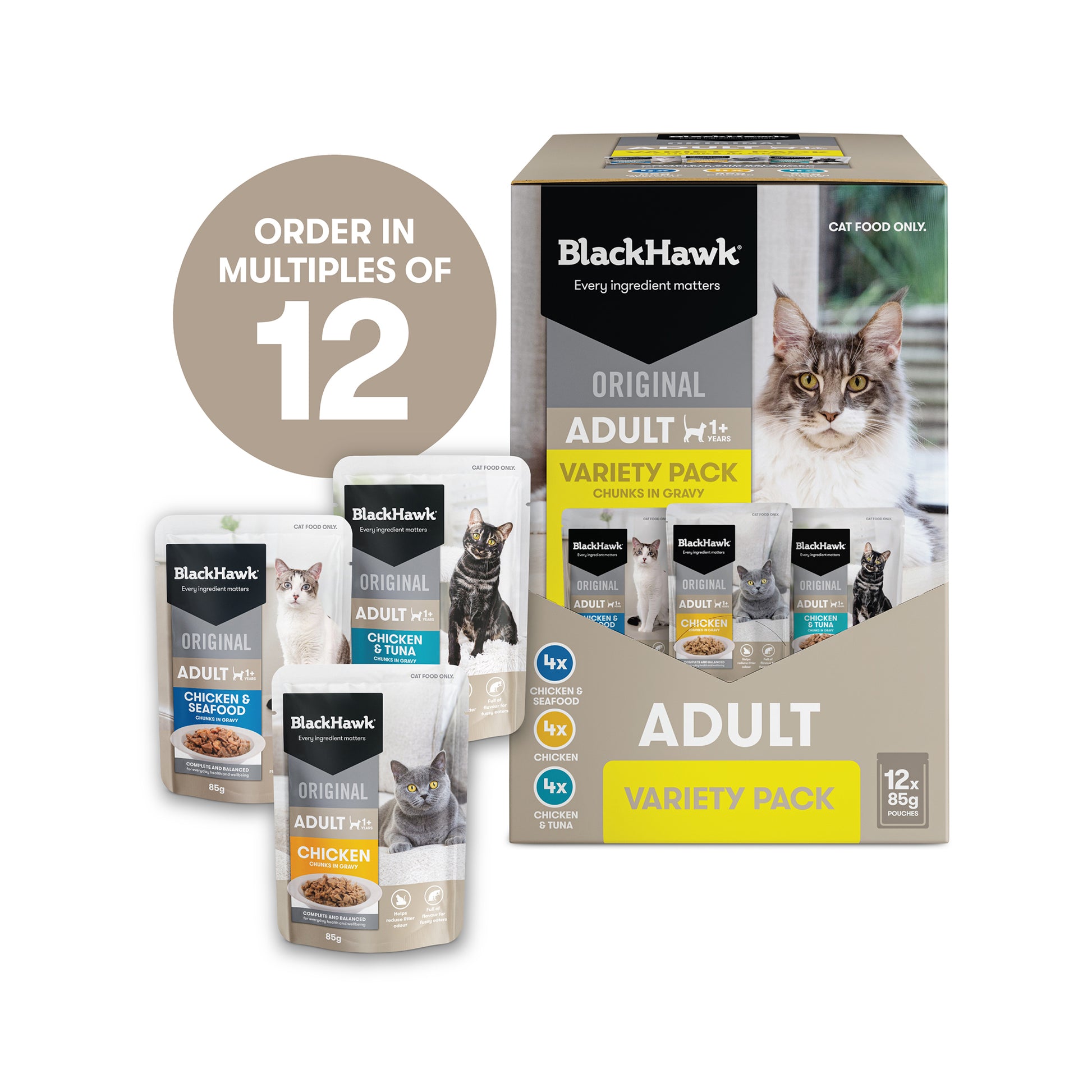 Black Hawk Varity Pack Gravy Wet Adult Cat Food 