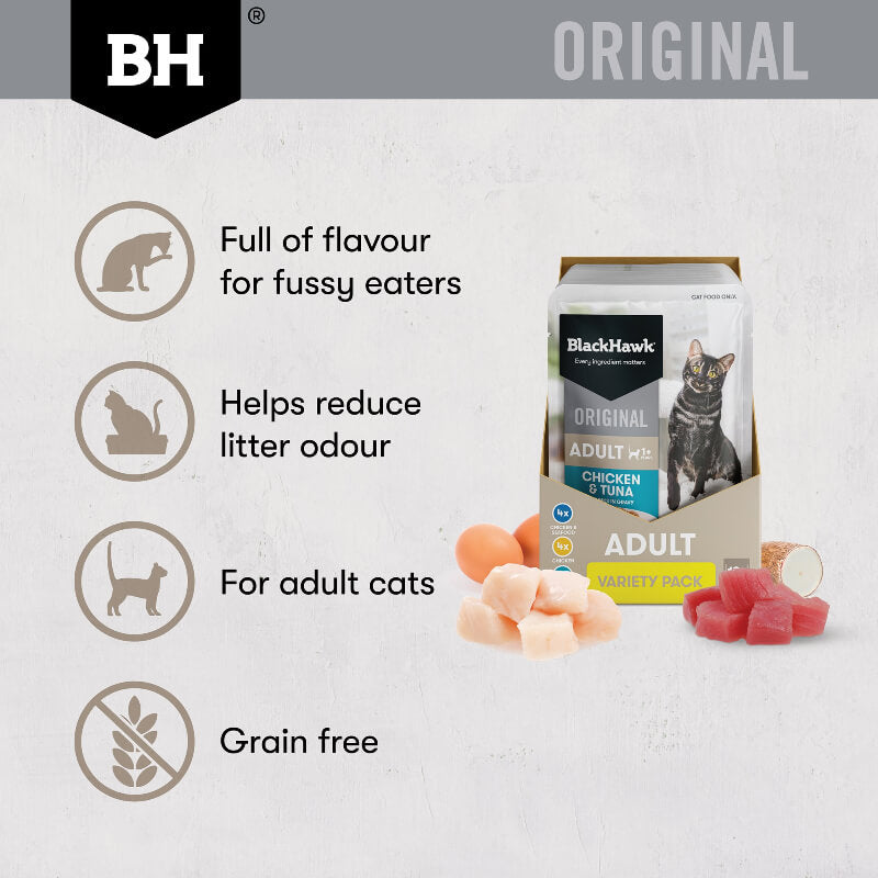 Black Hawk Chicken & Seafood Gravy Adult Wet Cat Food features