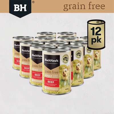 Black Hawk Grain Free Adult Wet Dog Food Beef 400x12