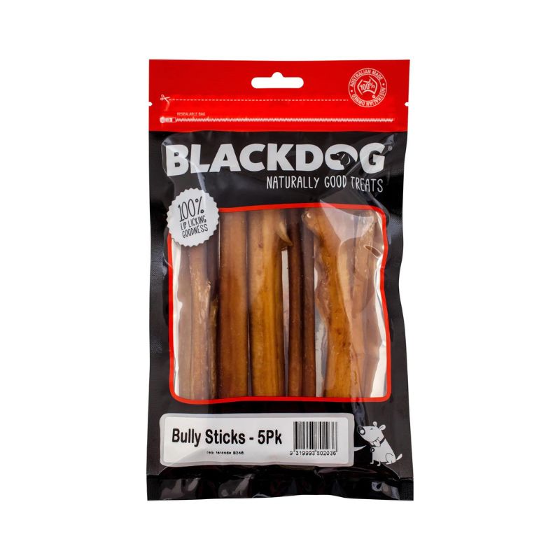 BLACKDOG Dog Treats Bully Sticks 5 Pack