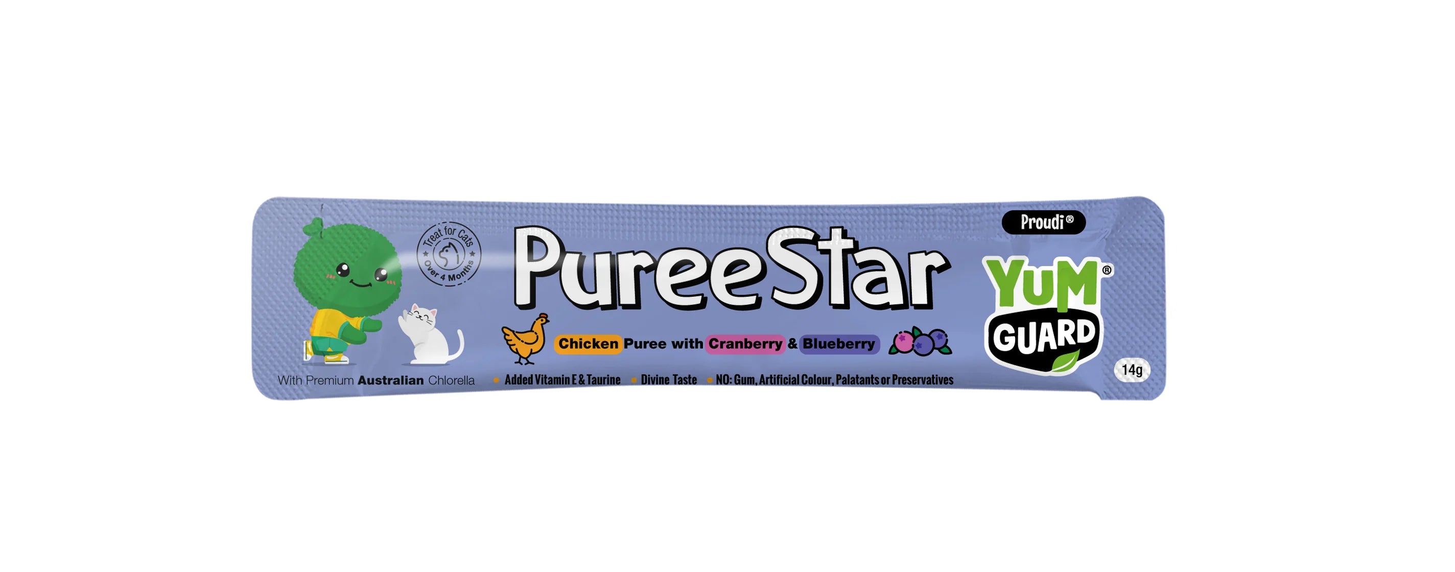 YUMGUARD Puree Star Chicken with Cranberry Puree Cat Treats 14g x 6