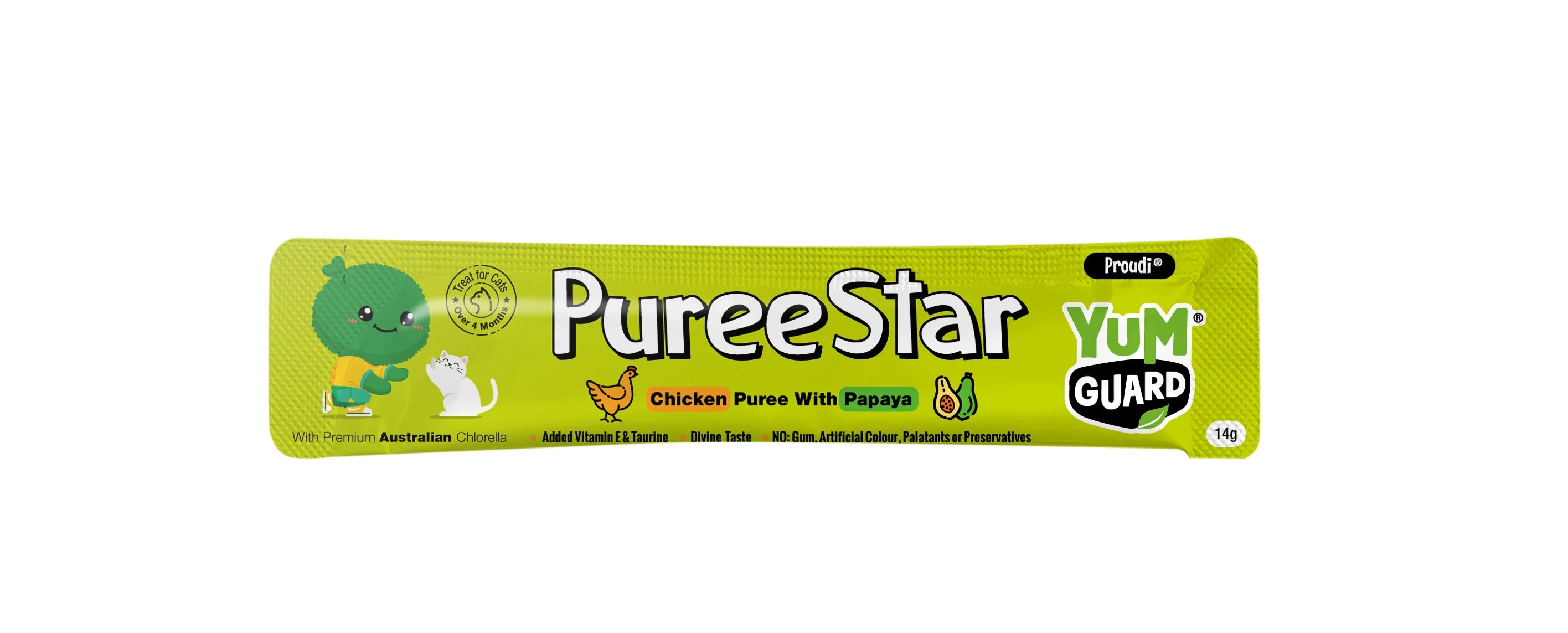 YUMGUARD Puree Star Chicken with Papaya Puree Cat Treats 14g x 6
