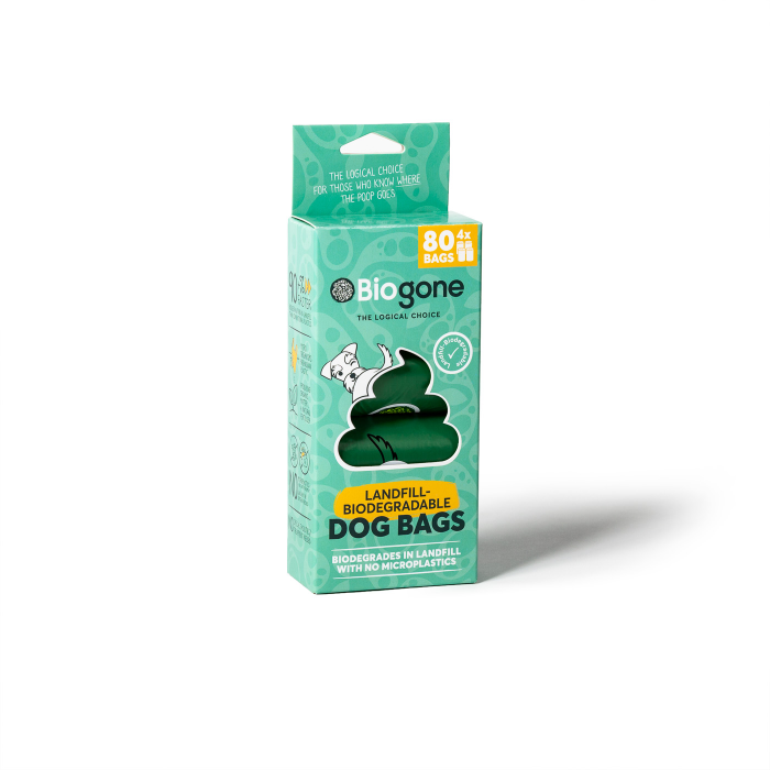 Biogone Dog Waste Mini Roll Poo Bags 4 pack (80 bags)– Home Compostable