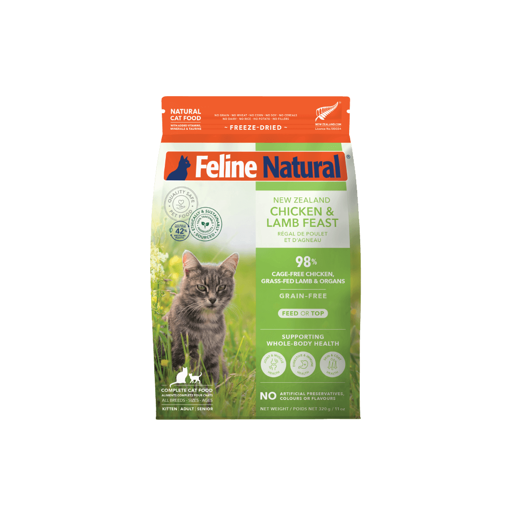 FELINE NATURAL Chicken and Lamb Freeze Dried Cat Food 320G front