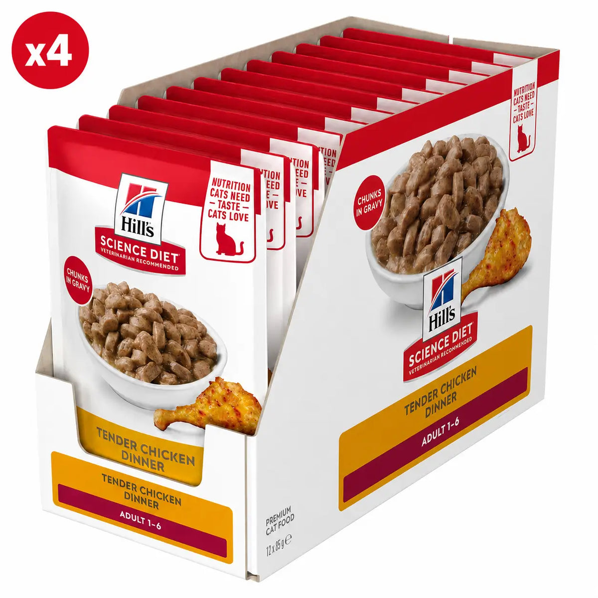 HILLS SCIENCE DIET Adult Chicken Wet Cat Food pouches 85gx48