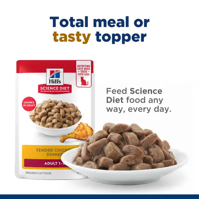 HILLS SCIENCE DIET Adult Chicken Wet Cat Food pouches use as meal or tasty topper