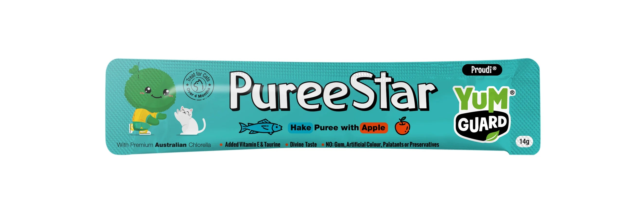 YUMGUARD Puree Star Hake with Apple Puree Cat Treats 14g x 6