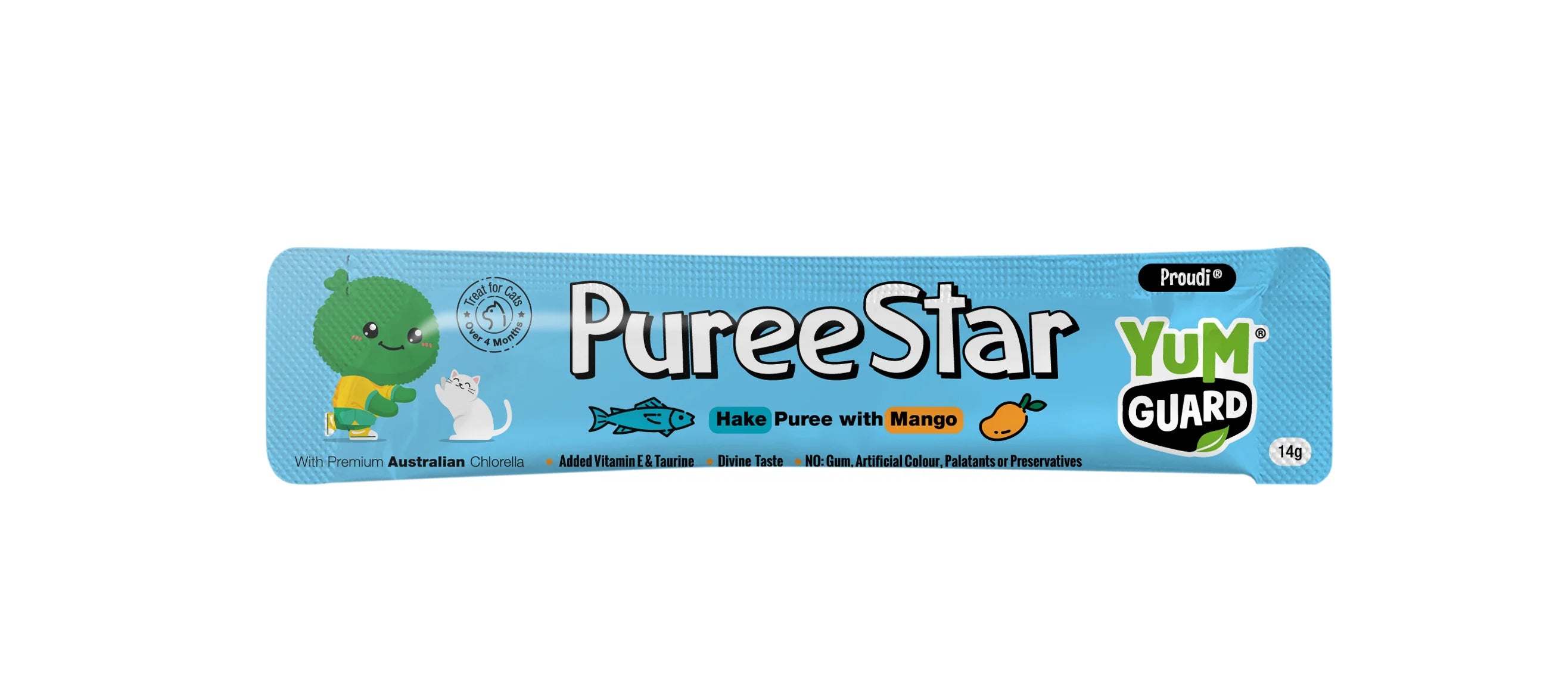 YUMGUARD Puree Star Hake with Mango Puree Cat Treats 14g x 6